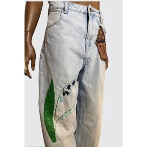 Rolla's Light Wash Denim Jeans with Embroidered Patchwork DIY ART PROJECT